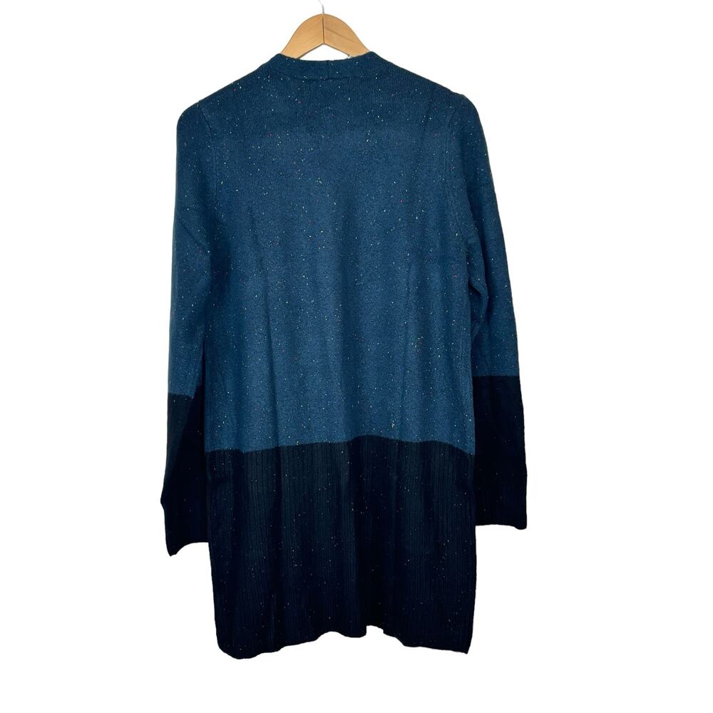 Love Ellie Long Open Cardigan Blue Black Confetti Two Pockets NWOT Size Medium - Picture 2 of 6